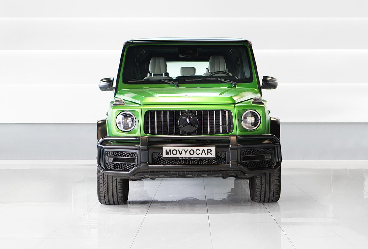 Movyocar Mercedes G63 Green car rental in dubai