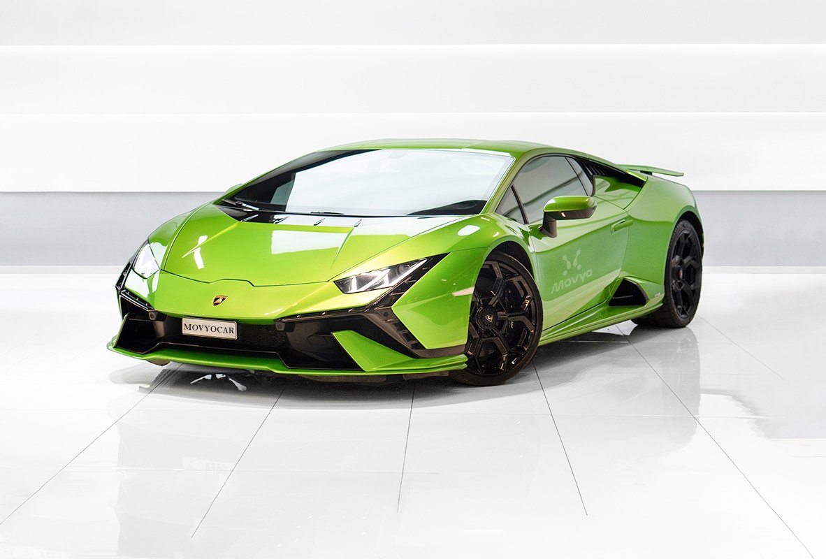 Movyocar Lamborghini Huracan Tecnica Green car rental in dubai