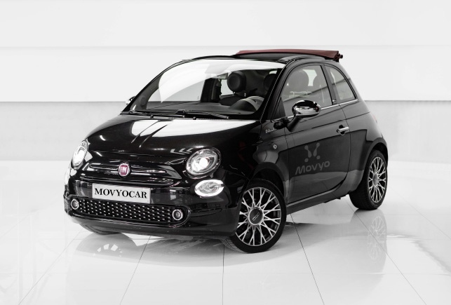 Movyocar Fiat 500 Convertible Black car rental in dubai