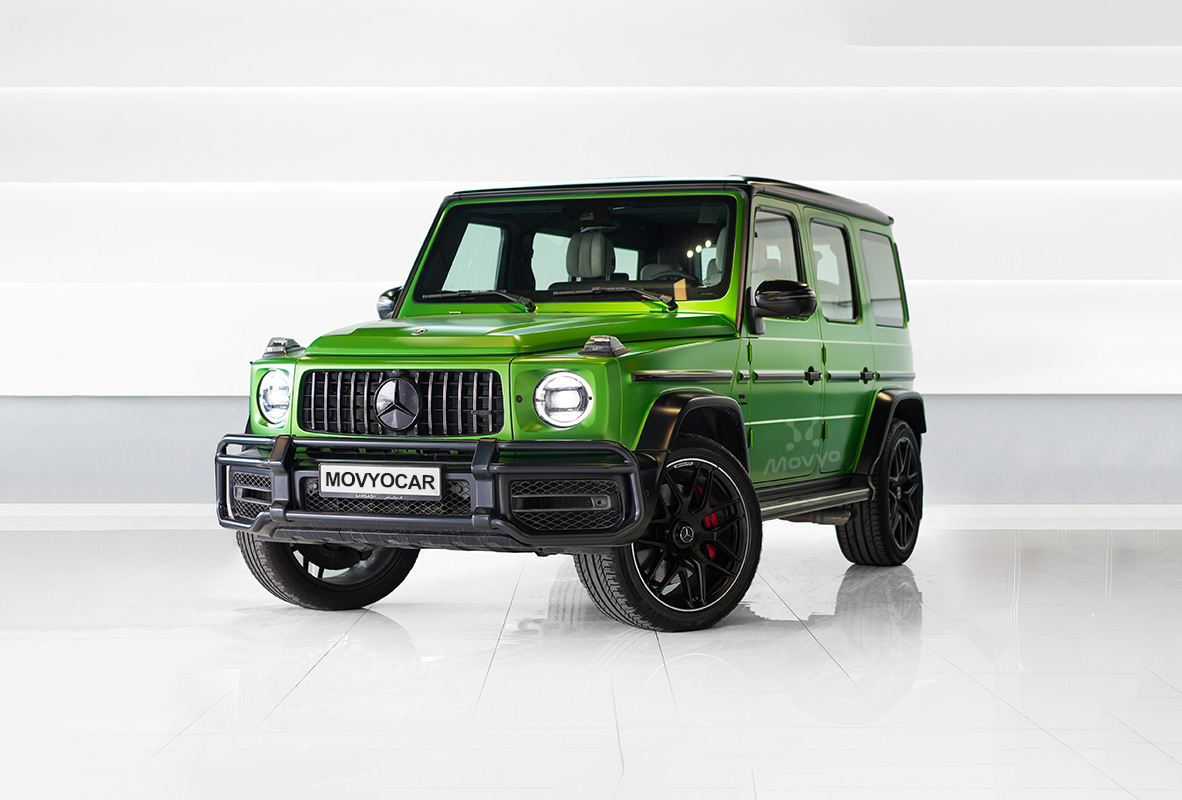 Movyocar Mercedes G63 Green car rental in dubai