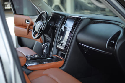 Movyocar Nissan Patrol Silver car rental in dubai