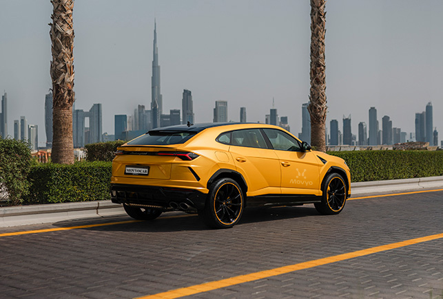 Movyocar Lamborghini Urus Yellow car rental in dubai