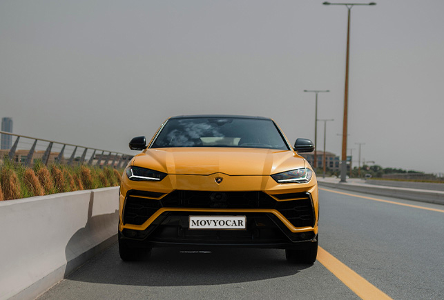 Movyocar Lamborghini Urus Yellow car rental in dubai
