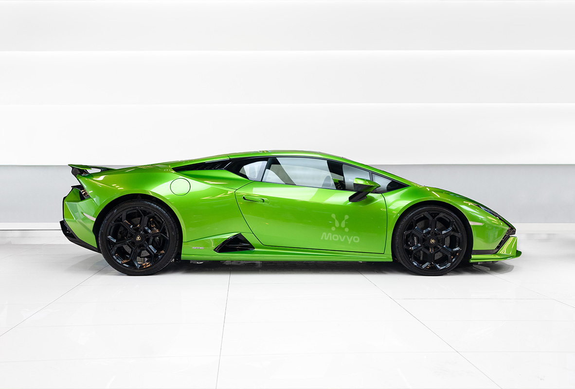Movyocar Lamborghini Huracan Tecnica Green car rental in dubai