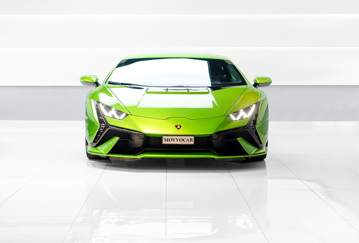 Movyocar Lamborghini Huracan Tecnica Green car rental in dubai