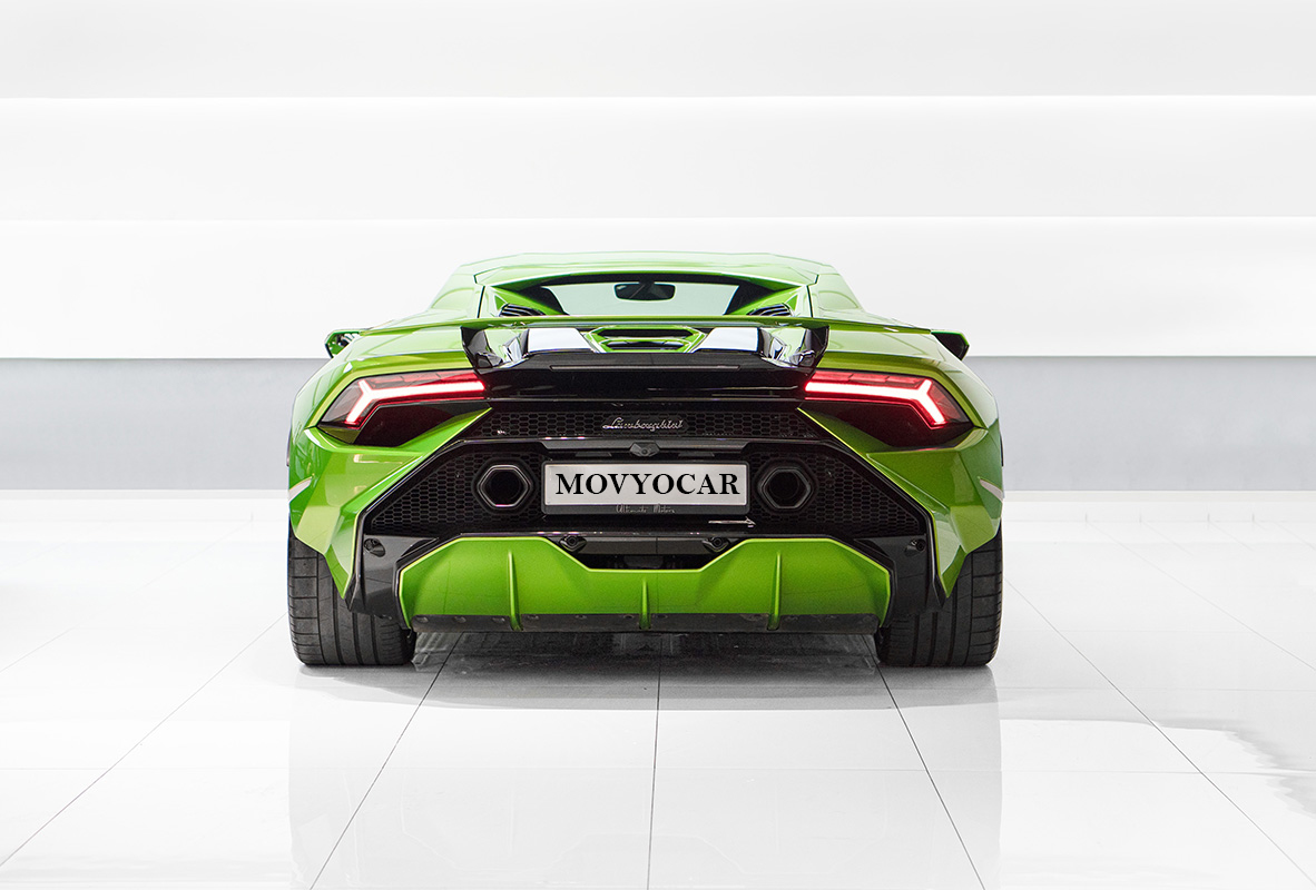 Movyocar Lamborghini Huracan Tecnica Green car rental in dubai