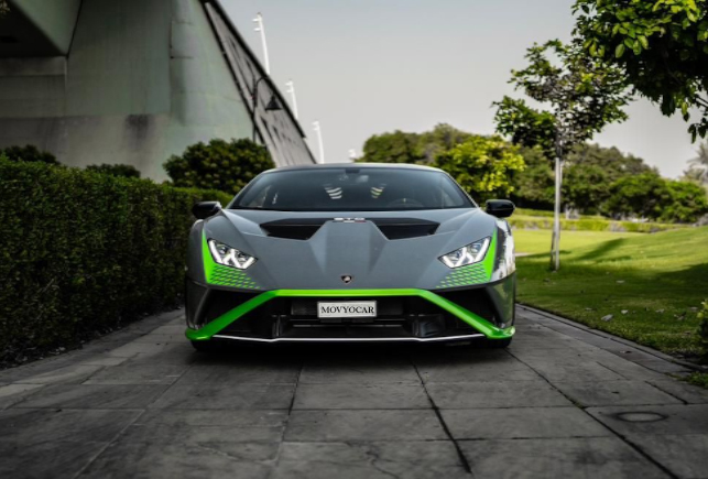Movyocar Lamborghini Huracan Sto Green Gray car rental in dubai