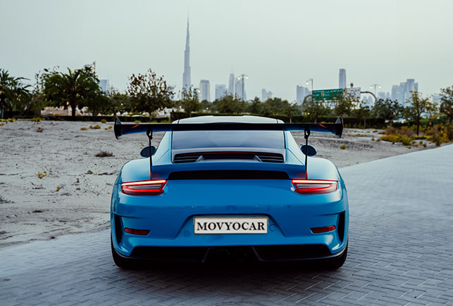 Movyocar Porsche Gt3 Rs Blue car rental in dubai