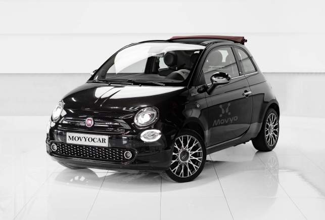Movyocar Fiat 500 Convertible Black car rental in dubai