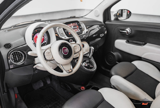 Movyocar Fiat 500 Convertible Black car rental in dubai