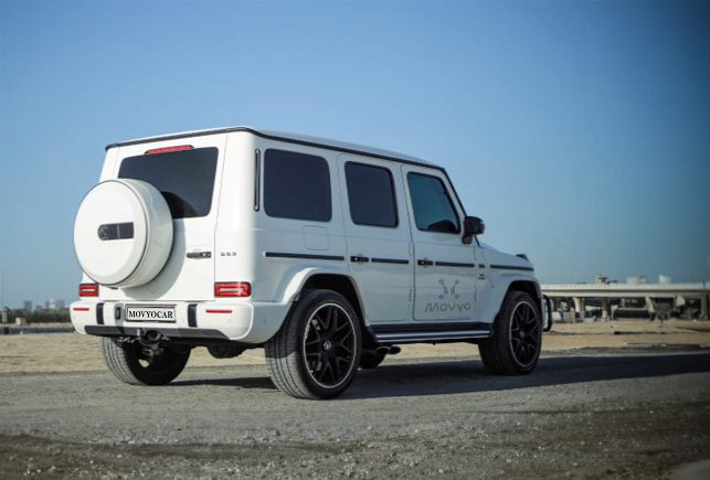Movyocar Mercedes G63 White car rental in dubai