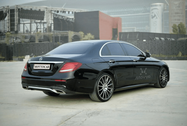 Movyocar Mercedes E Class Black car rental in dubai