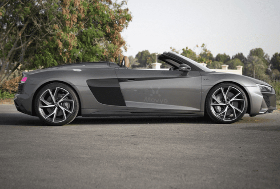 Movyocar Audi R8 V10 Spyder Gray car rental in dubai