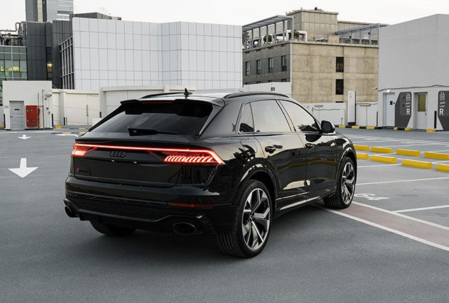 Movyocar Audi Rsq8 Black car rental in dubai